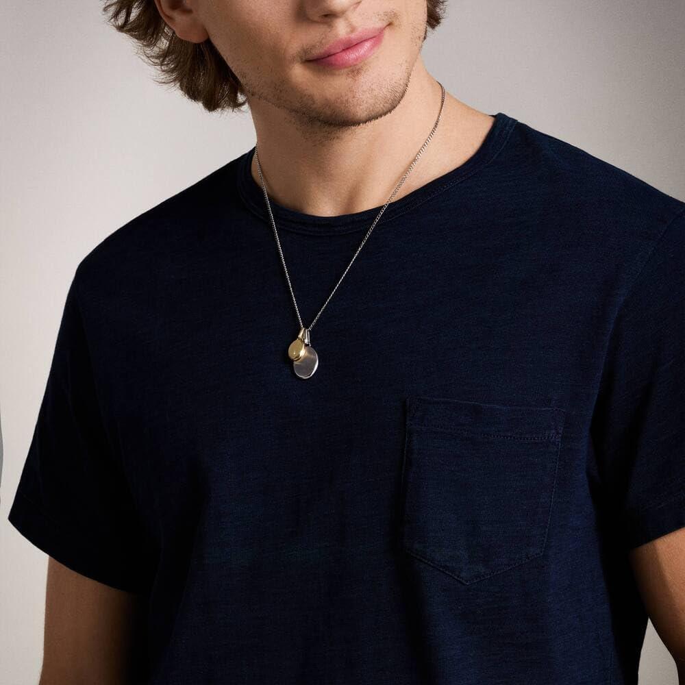 imageFossil Mens Stainless Steel or Leather Necklace for MenSilverGold Dual Pendants