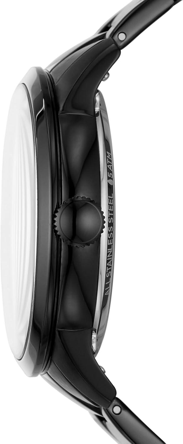 imageFossil Mens Townsman Automatic Stainless Steel and Leather TwoHand Skeleton WatchBlack StainlessGold Dial