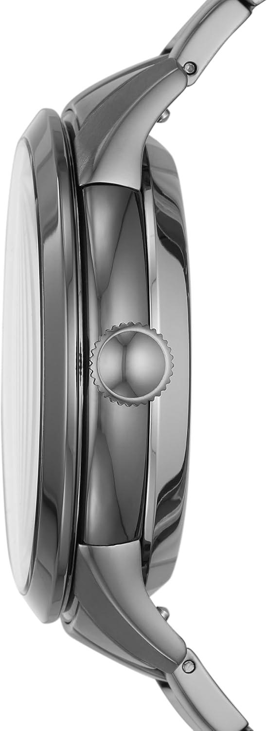 imageFossil Mens Townsman Automatic Stainless Steel and Leather TwoHand Skeleton WatchSmoke Gray