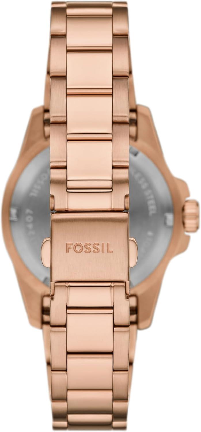 imageFossil Womens Blue Dive Quartz Stainless Steel ThreeHand WatchRose GoldGreen