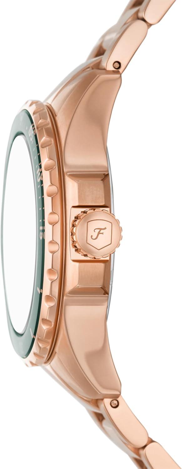 imageFossil Womens Blue Dive Quartz Stainless Steel ThreeHand WatchRose GoldGreen
