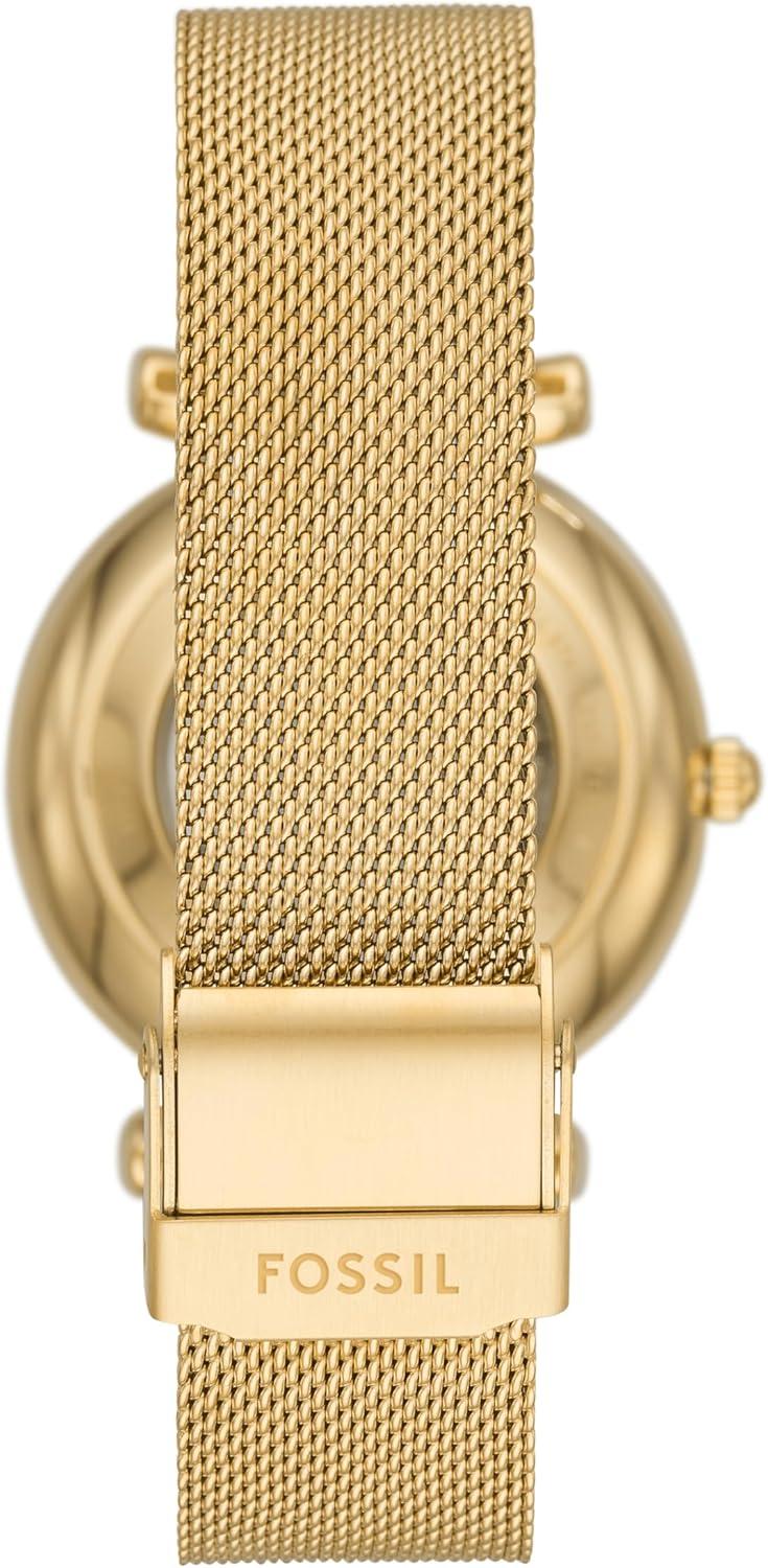 imageFossil Womens Carlie Automatic Stainless Steel Mesh ThreeHand WatchGold Mesh