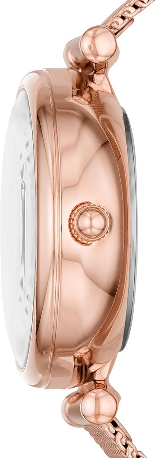 imageFossil Womens Carlie Automatic Stainless Steel Mesh ThreeHand WatchRose Gold MeshWhite