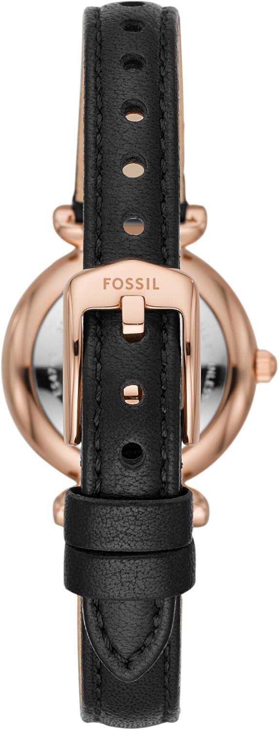 imageFossil Womens Carlie Quartz Stainless Steel ThreeHand WatchBlack LeatherRose Gold
