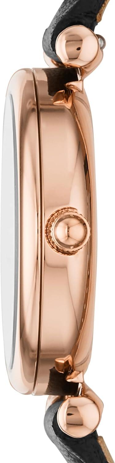imageFossil Womens Carlie Quartz Stainless Steel ThreeHand WatchBlack LeatherRose Gold