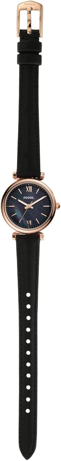 imageFossil Womens Carlie Quartz Stainless Steel ThreeHand WatchBlack LeatherRose Gold