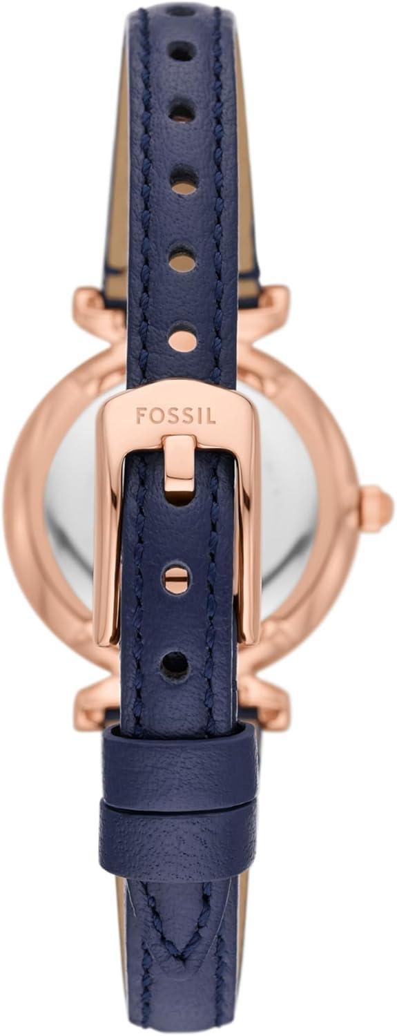 imageFossil Womens Carlie Quartz Stainless Steel ThreeHand WatchBlue LeatherRose Gold