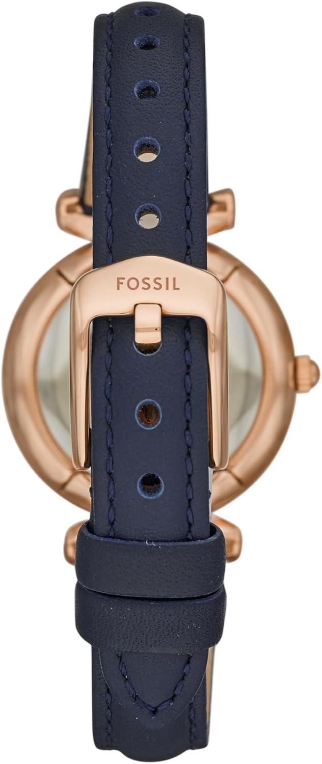 imageFossil Womens Carlie Quartz Stainless Steel ThreeHand WatchBlue LeatherRose GoldMOP