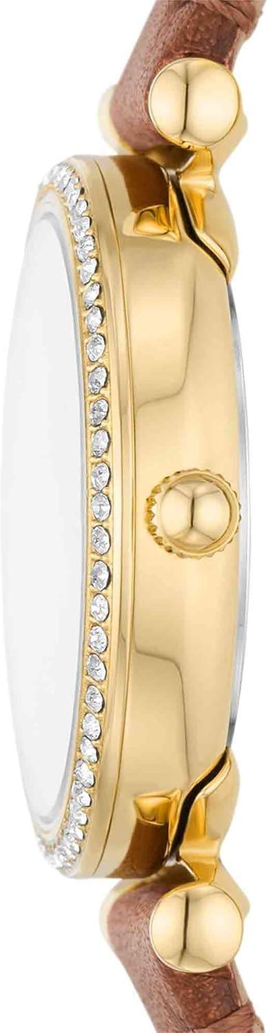 imageFossil Womens Carlie Quartz Stainless Steel ThreeHand WatchBrown LeatherGold