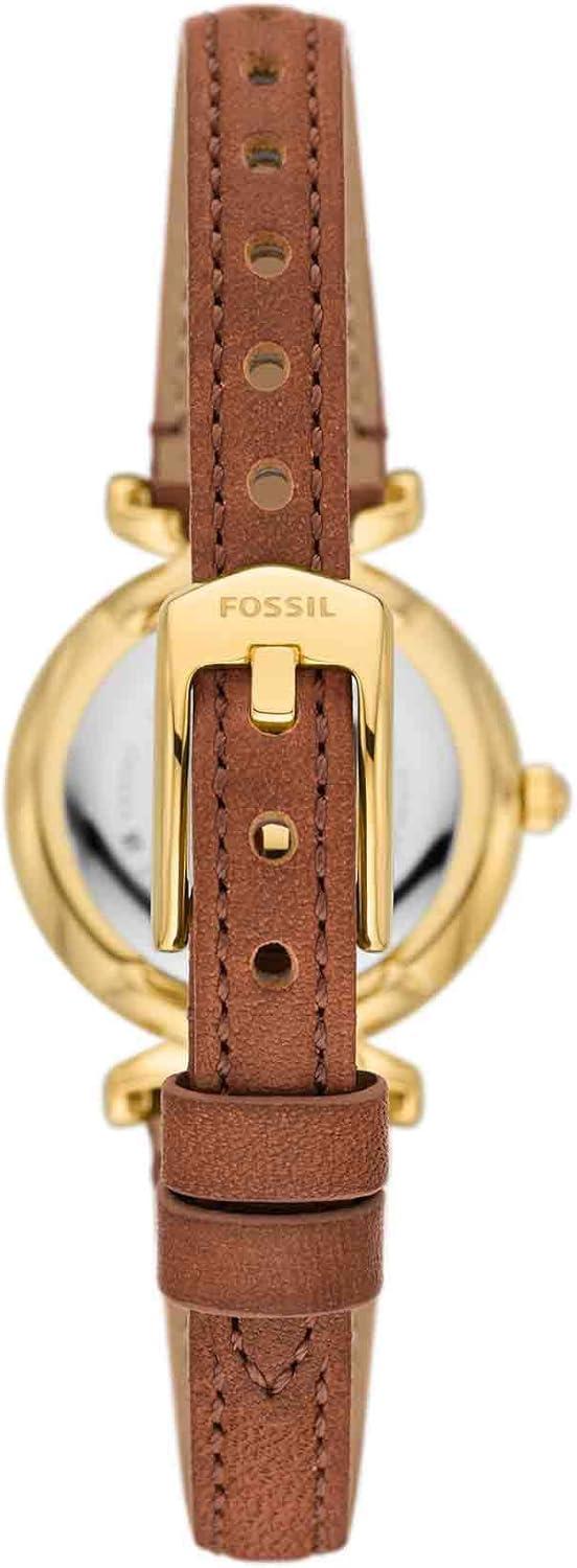 imageFossil Womens Carlie Quartz Stainless Steel ThreeHand WatchBrown LeatherGold