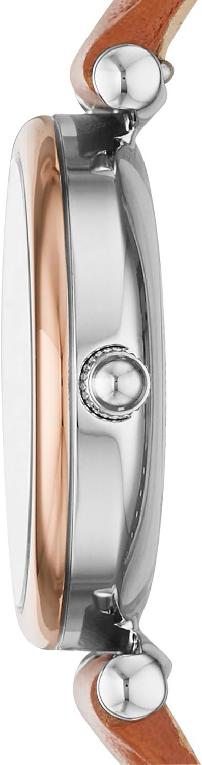 imageFossil Womens Carlie Quartz Stainless Steel ThreeHand WatchBrown LeatherRose GoldBlue