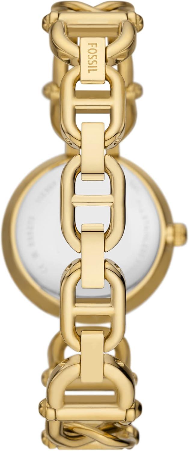 imageFossil Womens Carlie Quartz Stainless Steel ThreeHand WatchGold ChainWhite