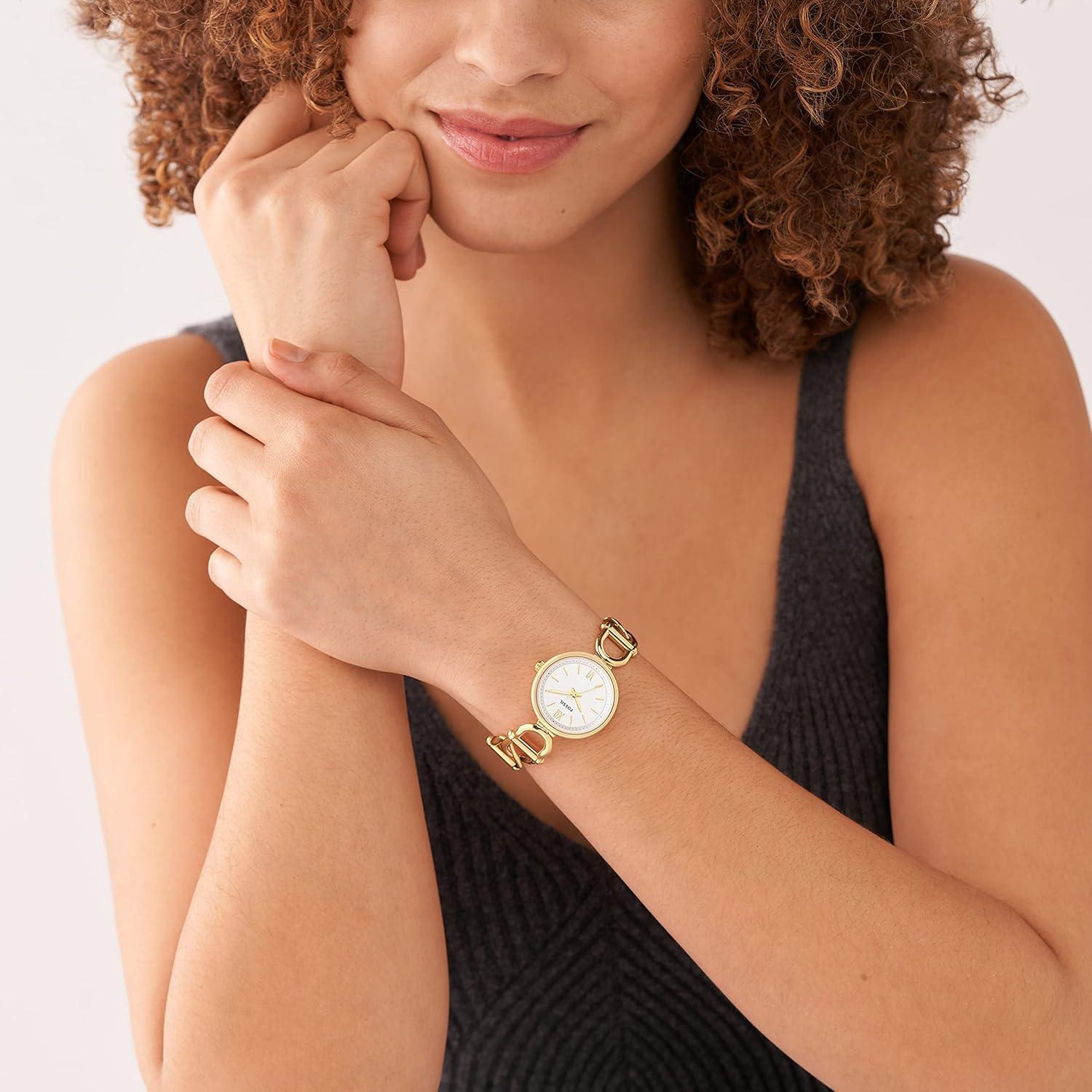 imageFossil Womens Carlie Quartz Stainless Steel ThreeHand WatchGold ChainWhite