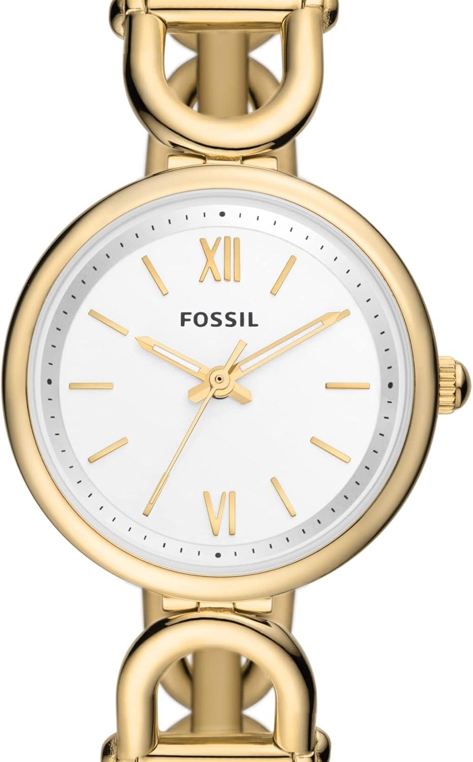 imageFossil Womens Carlie Quartz Stainless Steel ThreeHand WatchGold ChainWhite