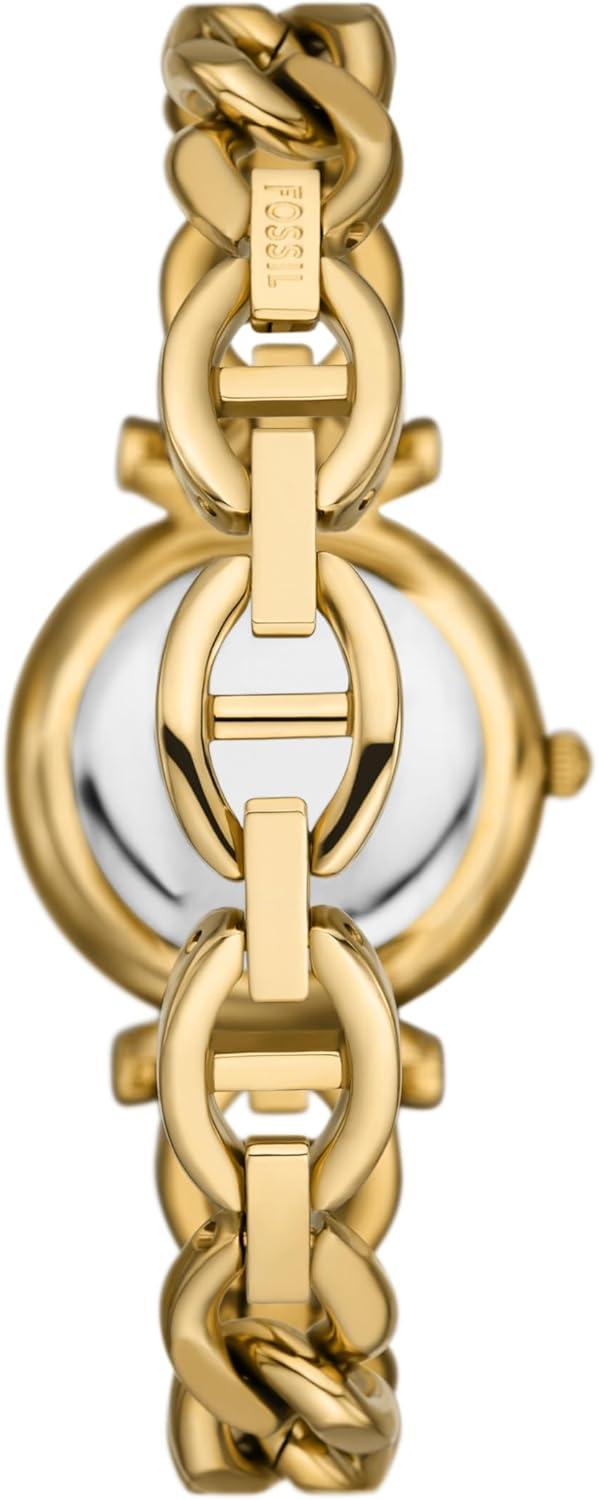 imageFossil Womens Carlie Quartz Stainless Steel ThreeHand WatchGold Curb Chain