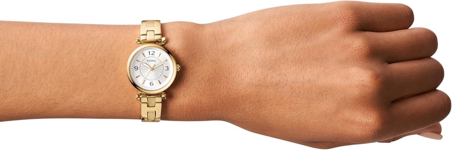imageFossil Womens Carlie Quartz Stainless Steel ThreeHand WatchGoldMOP