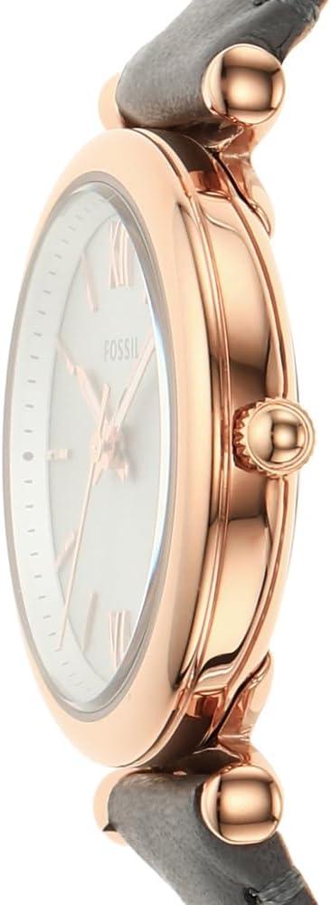 imageFossil Womens Carlie Quartz Stainless Steel ThreeHand WatchGray LeatherRose Gold