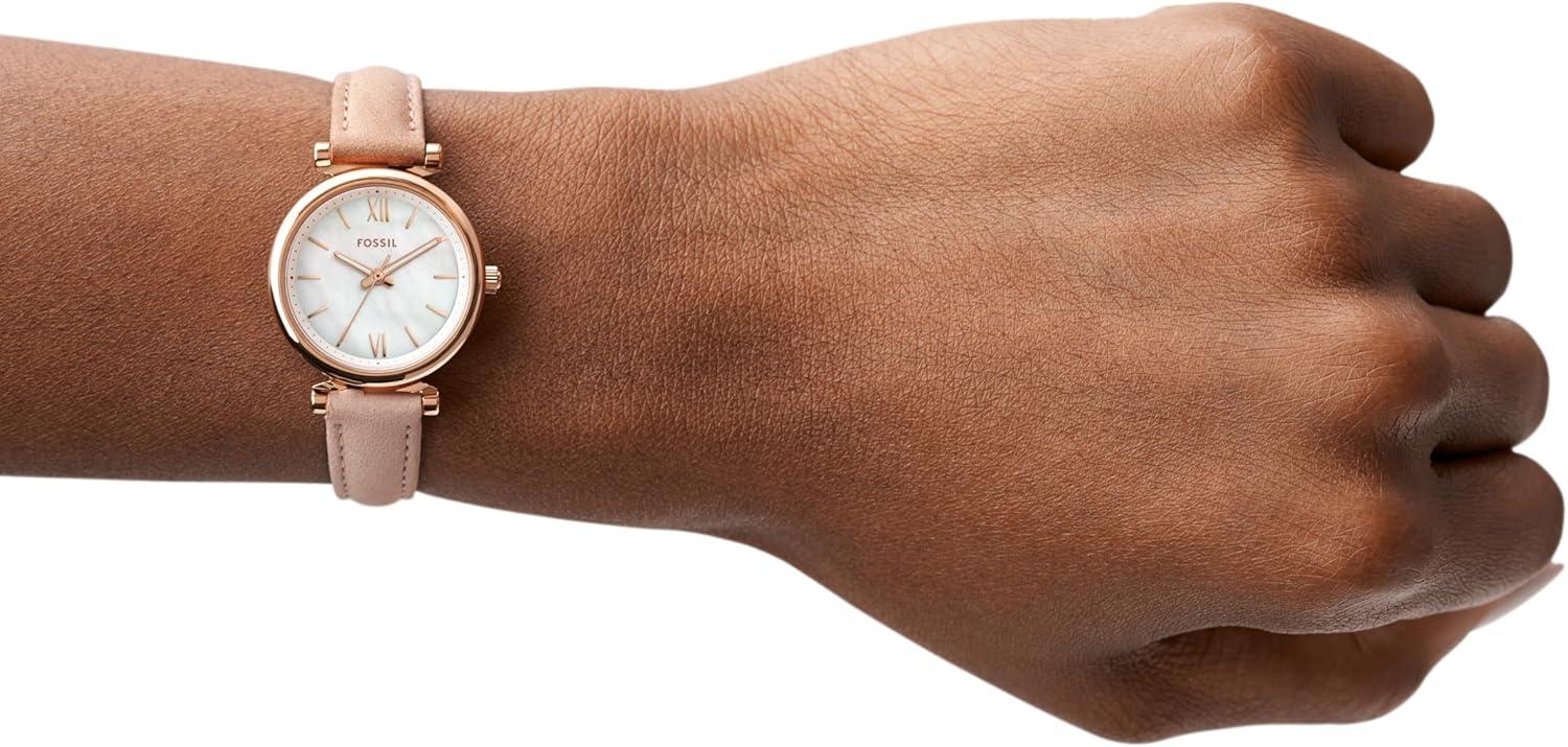 imageFossil Womens Carlie Quartz Stainless Steel ThreeHand WatchPink LeatherRose Gold