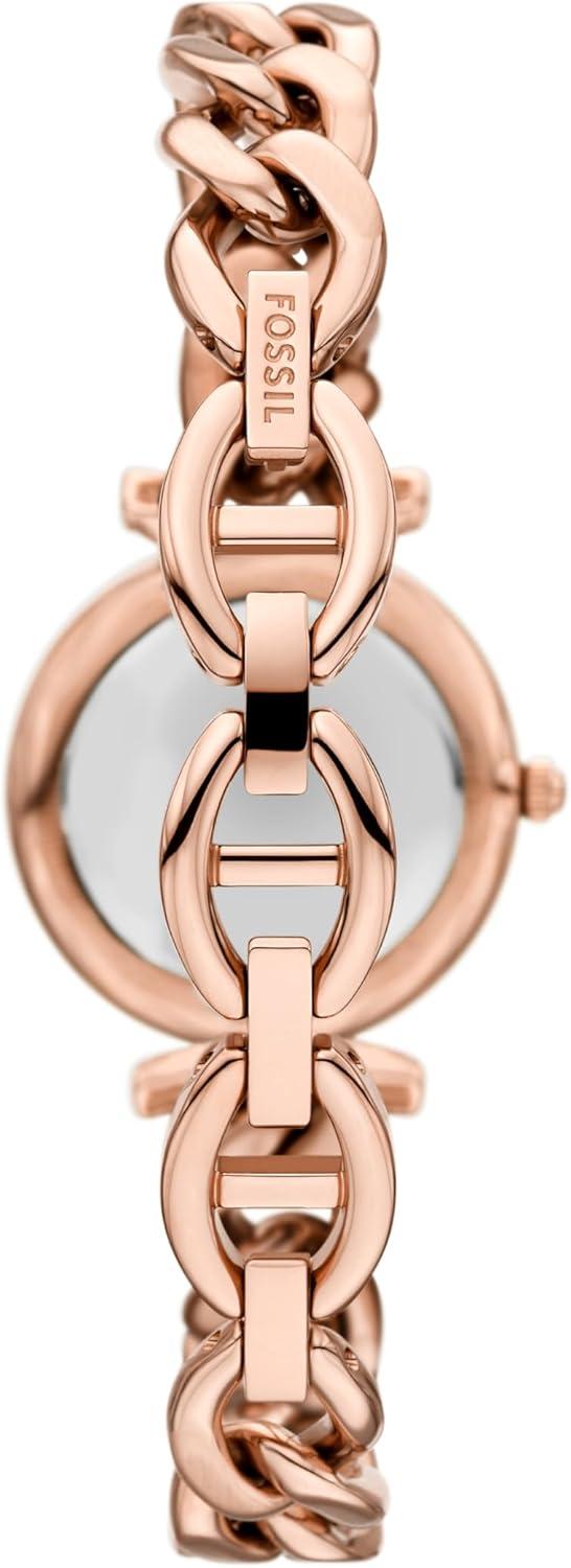 imageFossil Womens Carlie Quartz Stainless Steel ThreeHand WatchRose Gold Chain Gift Set