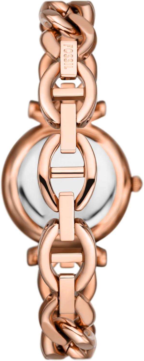 imageFossil Womens Carlie Quartz Stainless Steel ThreeHand WatchRose Gold Curb Chain
