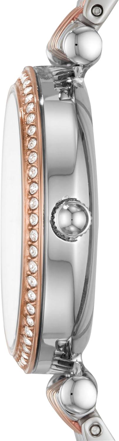 imageFossil Womens Carlie Quartz Stainless Steel ThreeHand WatchRose GoldSilver Glitz