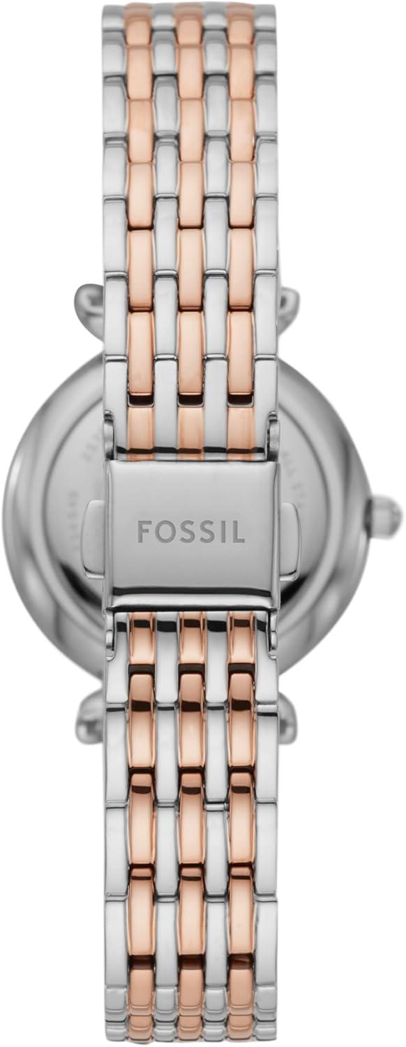 imageFossil Womens Carlie Quartz Stainless Steel ThreeHand WatchRose GoldSilver Glitz