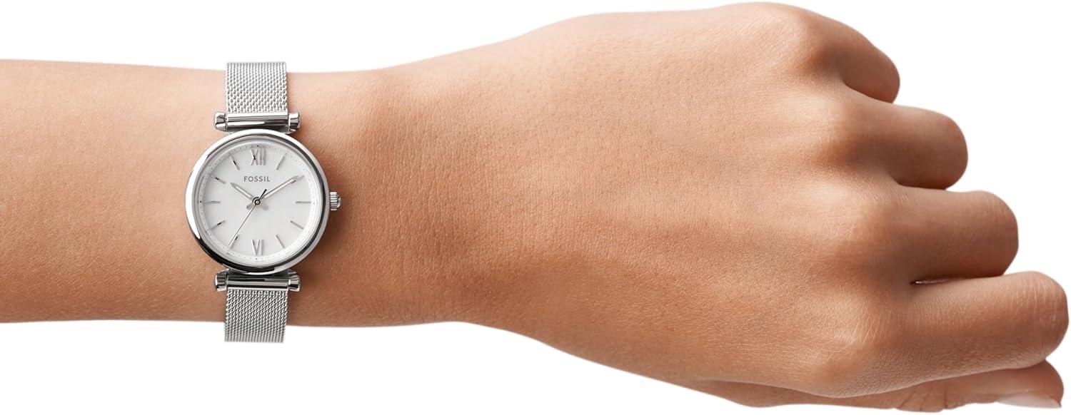 imageFossil Womens Carlie Quartz Stainless Steel ThreeHand WatchSilver Mesh