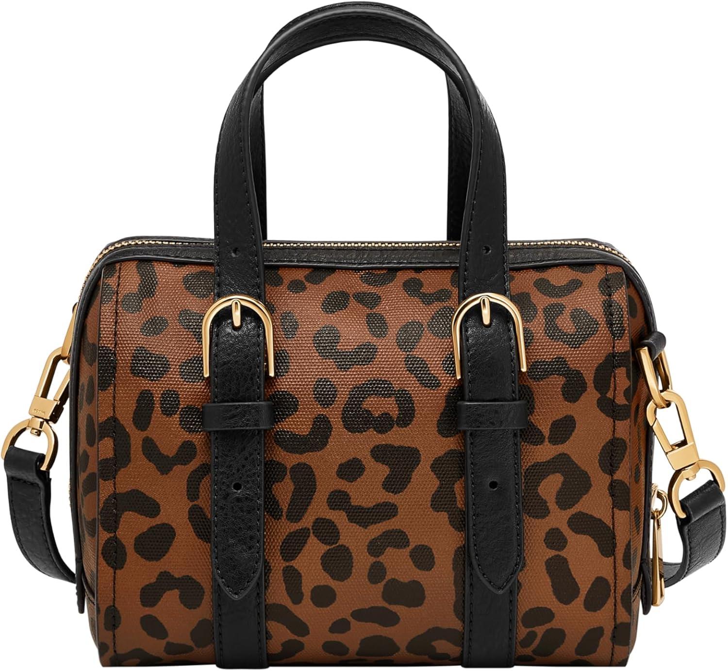 imageFossil Womens Carlie Satchel HandbagBlackLeopard