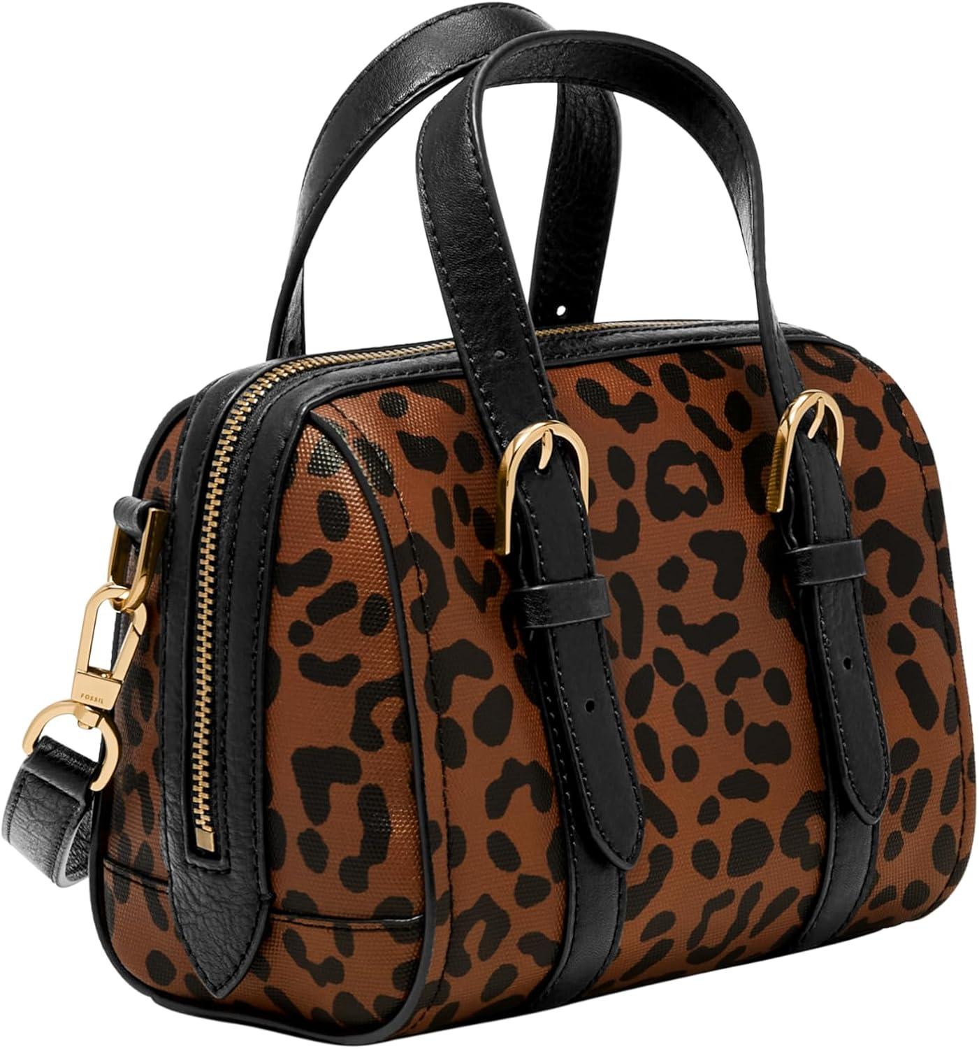 imageFossil Womens Carlie Satchel HandbagBlackLeopard