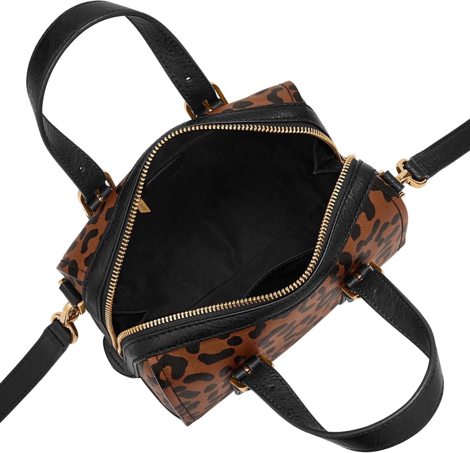 imageFossil Womens Carlie Satchel HandbagBlackLeopard