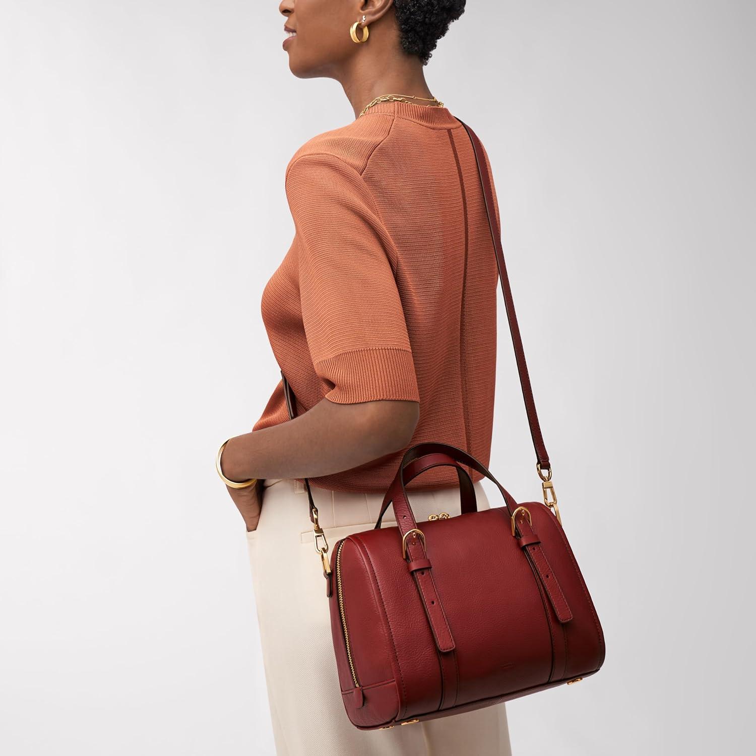 imageFossil Womens Carlie Satchel HandbagScarlet