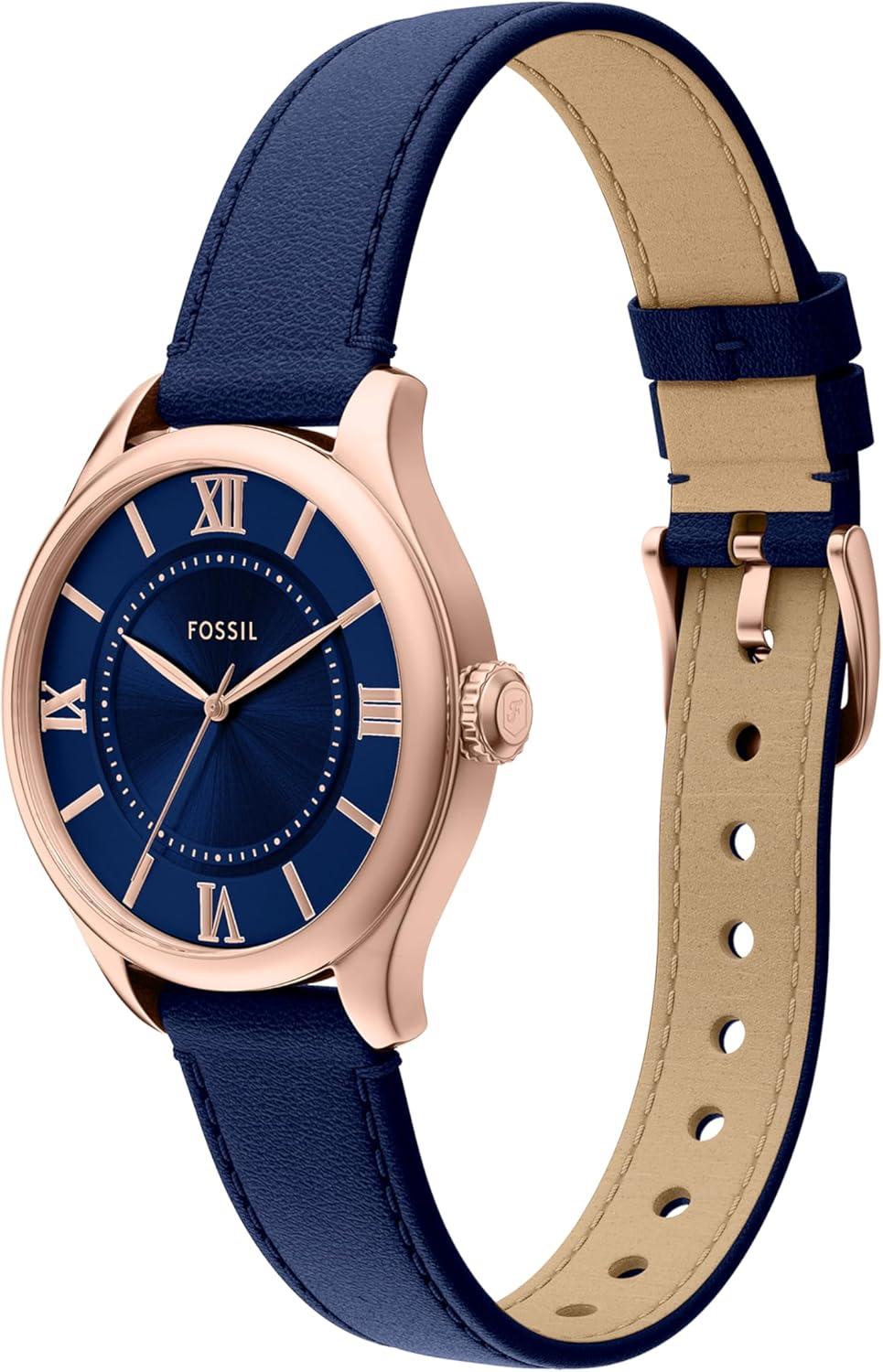 imageFossil Womens Gilmore ThreeHand Date Stainless Steel WatchBlueRose Gold