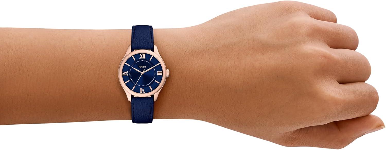 imageFossil Womens Gilmore ThreeHand Date Stainless Steel WatchBlueRose Gold