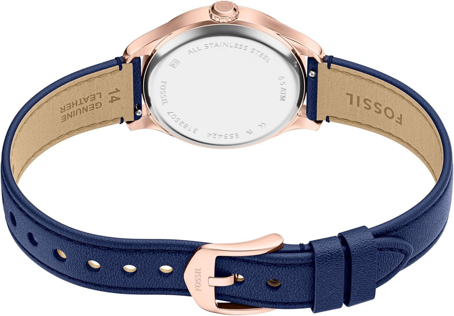 imageFossil Womens Gilmore ThreeHand Date Stainless Steel WatchBlueRose Gold