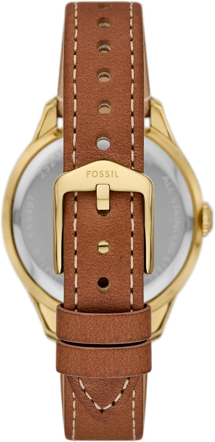imageFossil Womens Gilmore ThreeHand Date Stainless Steel WatchBrown LeatherGold