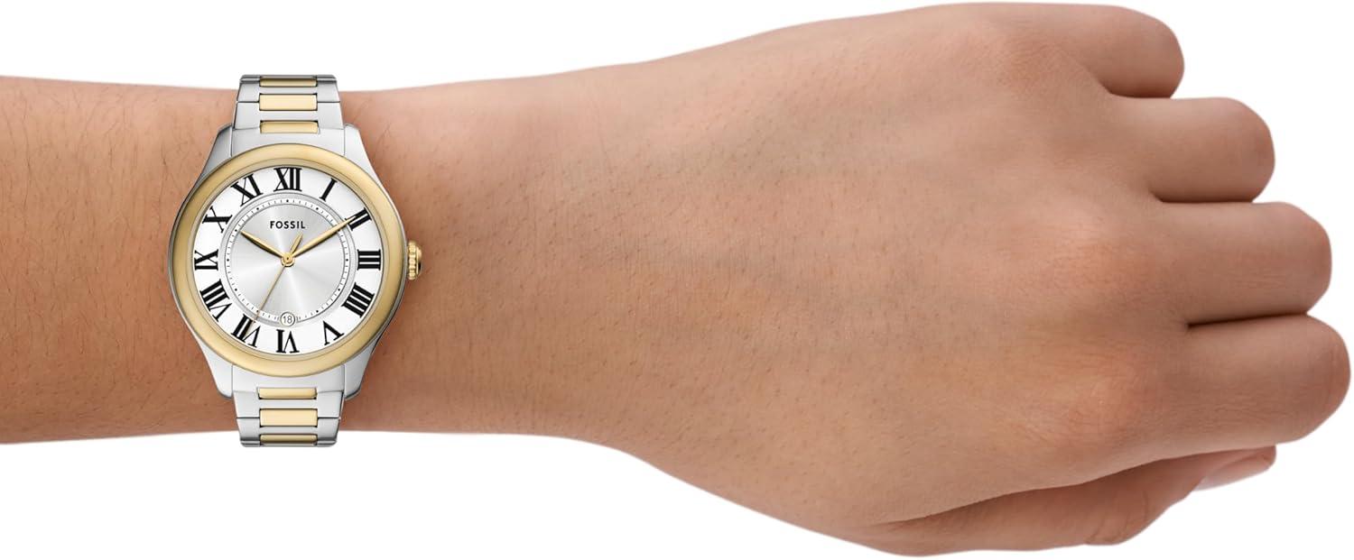imageFossil Womens Gilmore ThreeHand Date Stainless Steel WatchGoldSilver