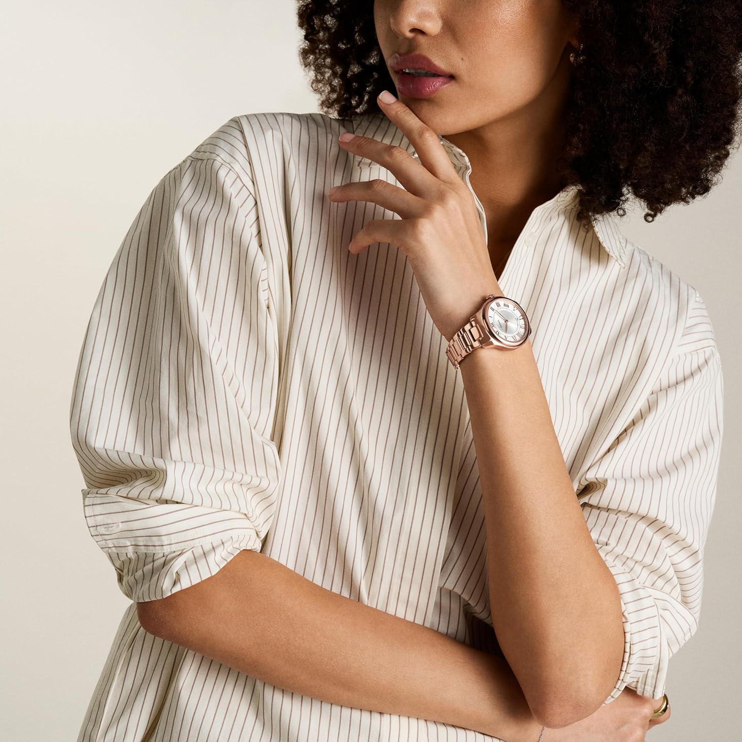 imageFossil Womens Gilmore ThreeHand Date Stainless Steel WatchRose Gold