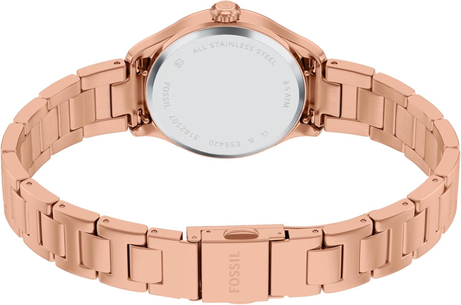 imageFossil Womens Gilmore ThreeHand Rose GoldTone Stainless Steel Watch Model ES5420