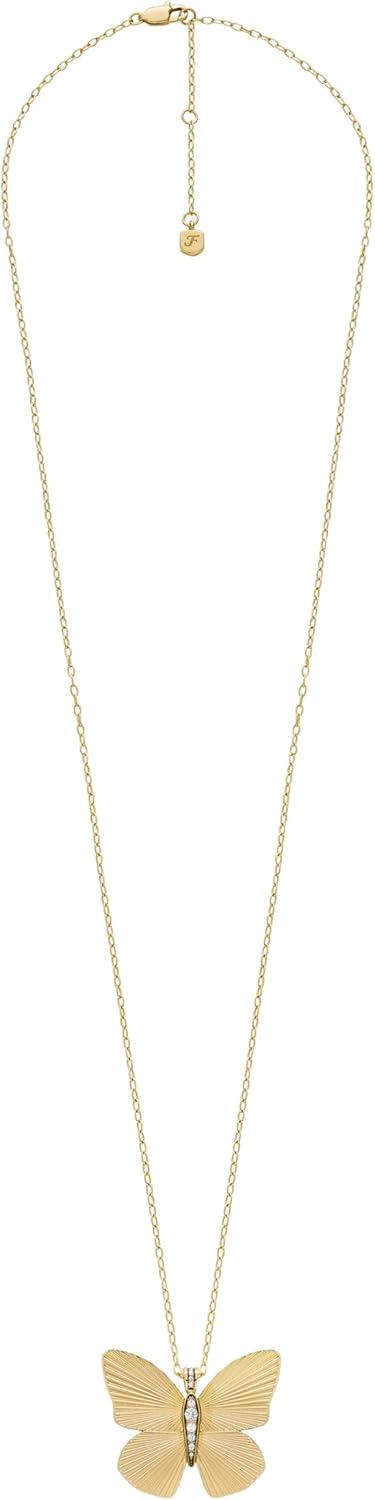 imageFossil Womens GoldTone Stainless Steel Pendant Chain Necklace for WomenButterfly Pendant