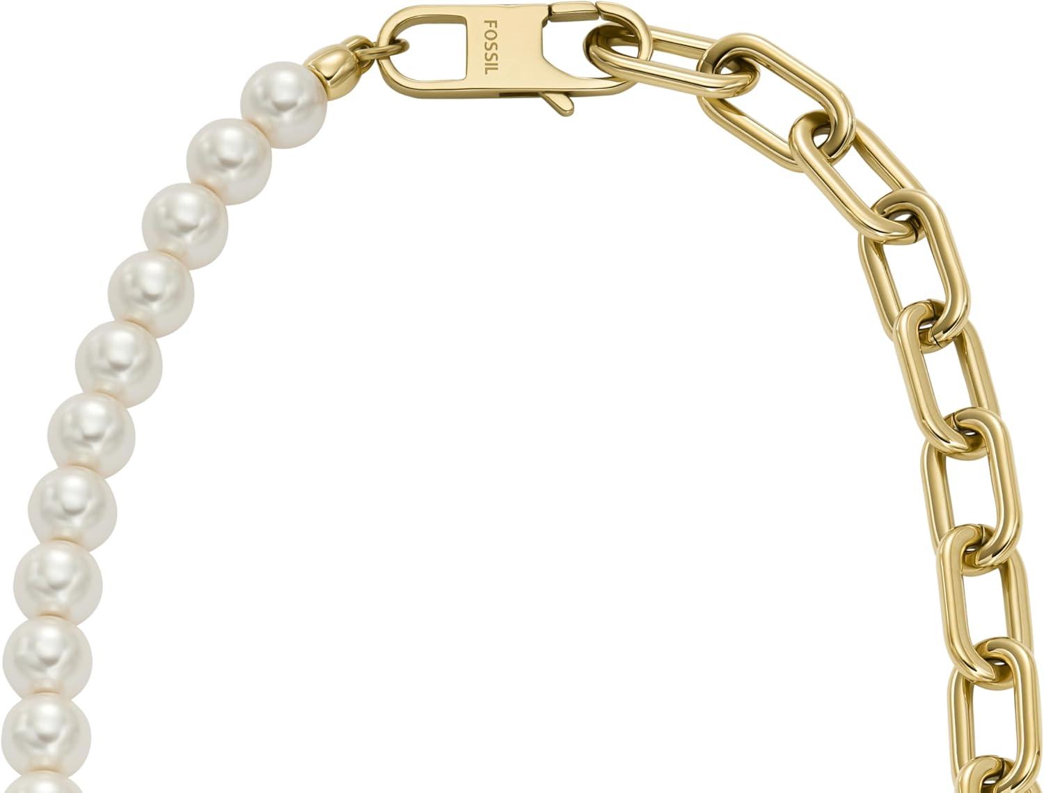 imageFossil Womens GoldTone Stainless Steel Pendant Chain Necklace for WomenGold ChainPearl