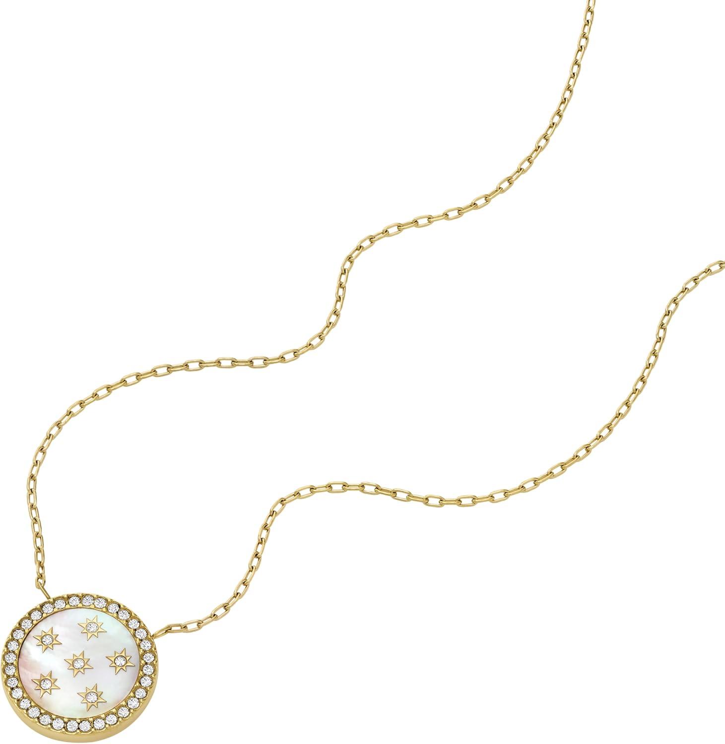 imageFossil Womens GoldTone Stainless Steel Pendant Chain Necklace for WomenGold Classic MOP Disc