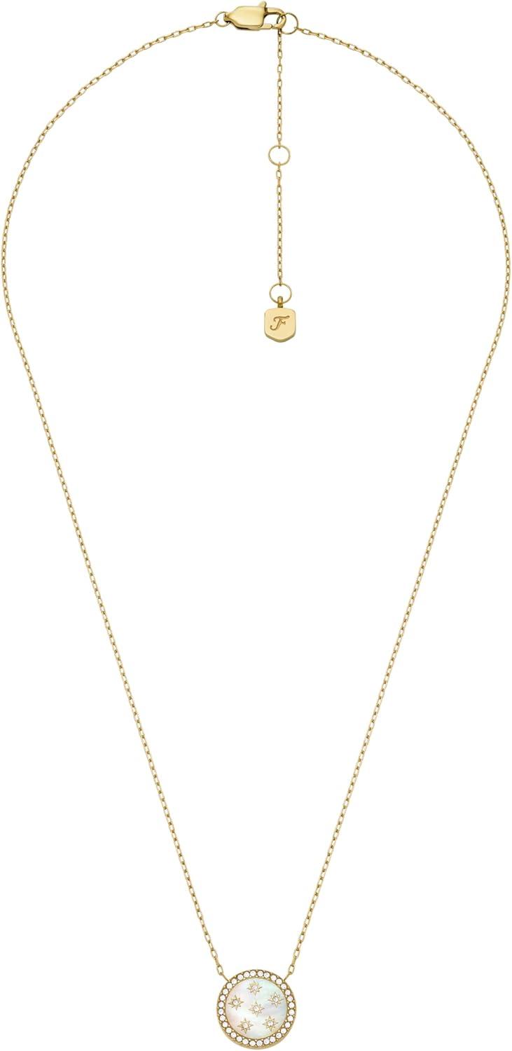 imageFossil Womens GoldTone Stainless Steel Pendant Chain Necklace for WomenGold Classic MOP Disc