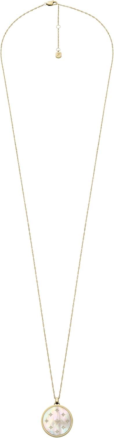 imageFossil Womens GoldTone Stainless Steel Pendant Chain Necklace for WomenGold Classic MOP Pendant
