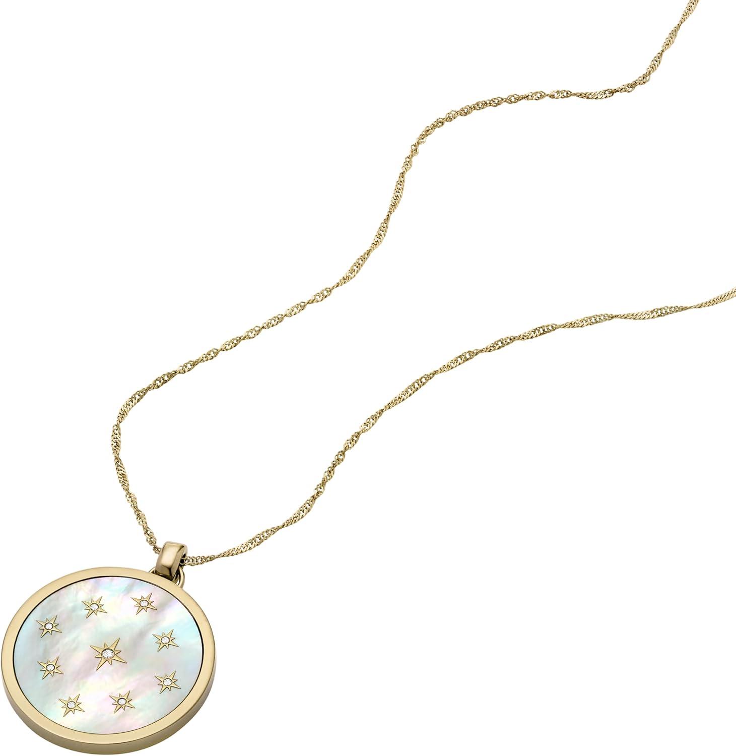 imageFossil Womens GoldTone Stainless Steel Pendant Chain Necklace for WomenGold Classic MOP Pendant