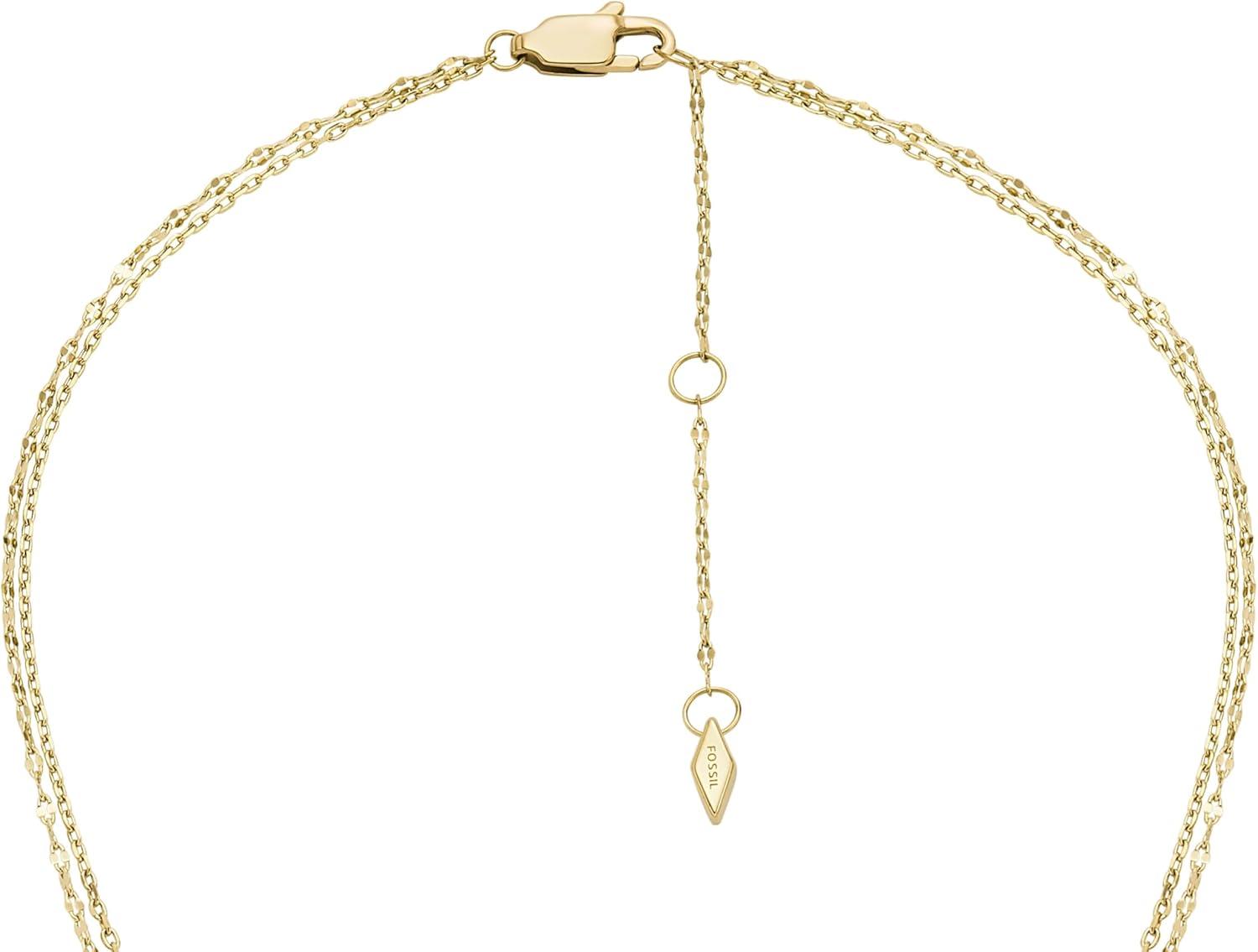imageFossil Womens GoldTone Stainless Steel Pendant Chain Necklace for WomenGold Double Glitz
