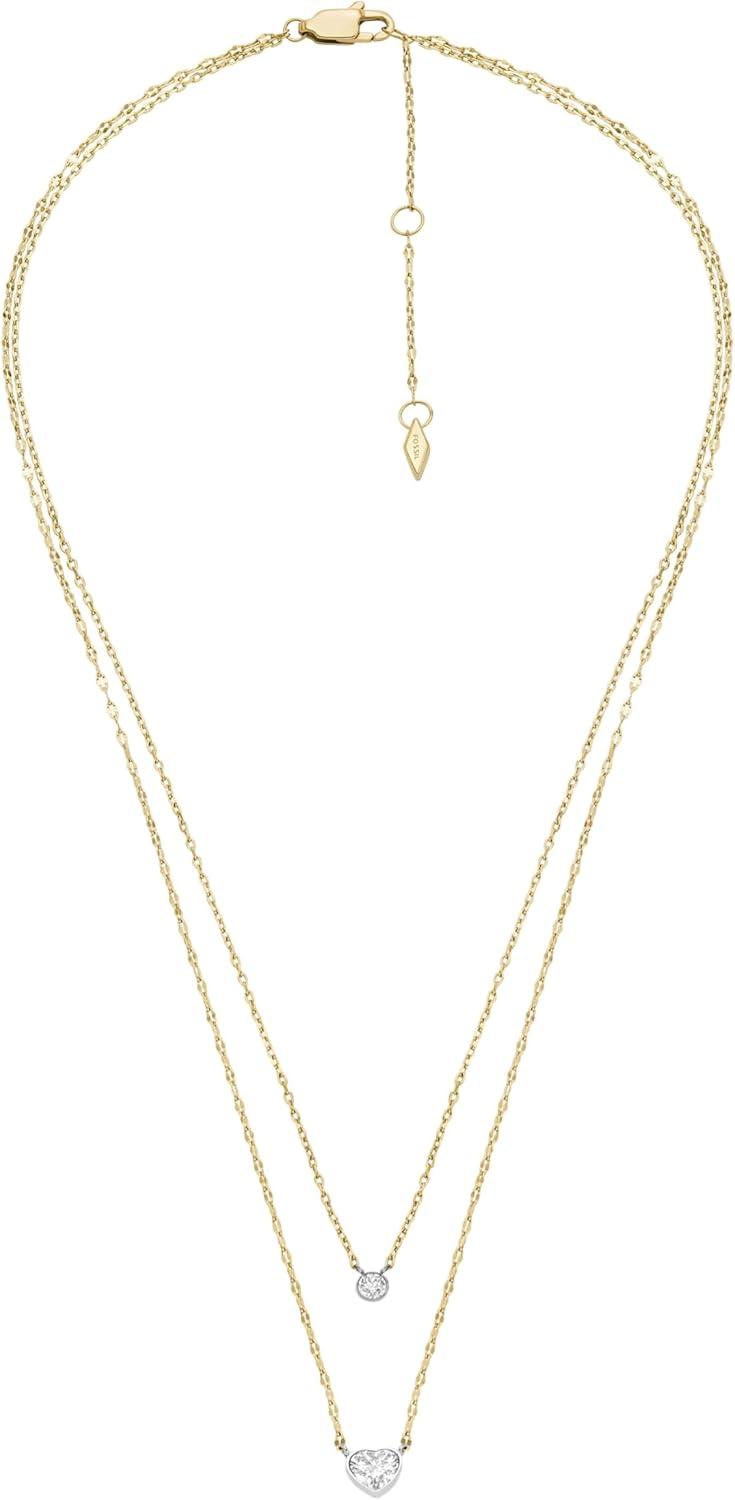 imageFossil Womens GoldTone Stainless Steel Pendant Chain Necklace for WomenGold Double Glitz