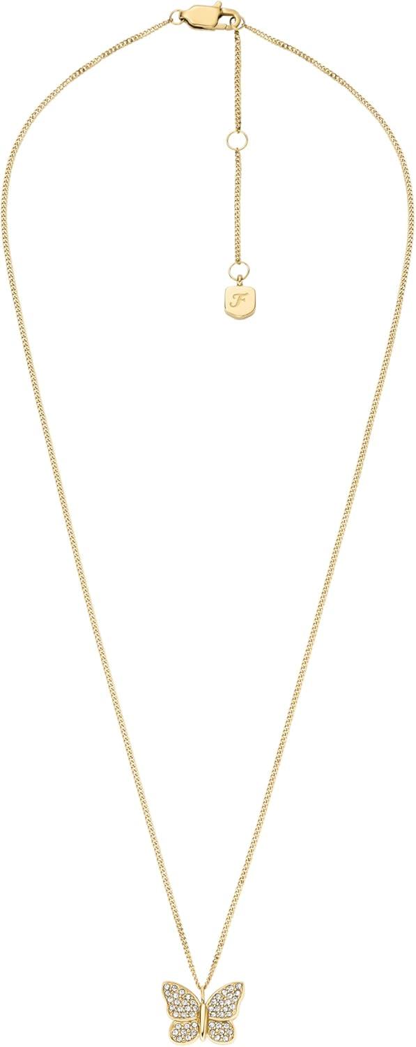 imageFossil Womens GoldTone Stainless Steel Pendant Chain Necklace for WomenGold Glitz Sutton Butterfly