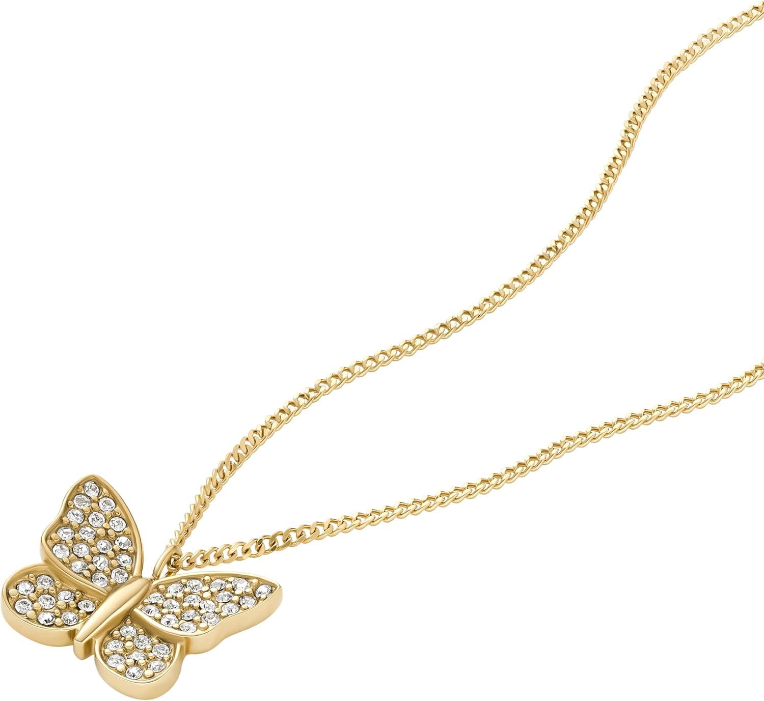 imageFossil Womens GoldTone Stainless Steel Pendant Chain Necklace for WomenGold Glitz Sutton Butterfly