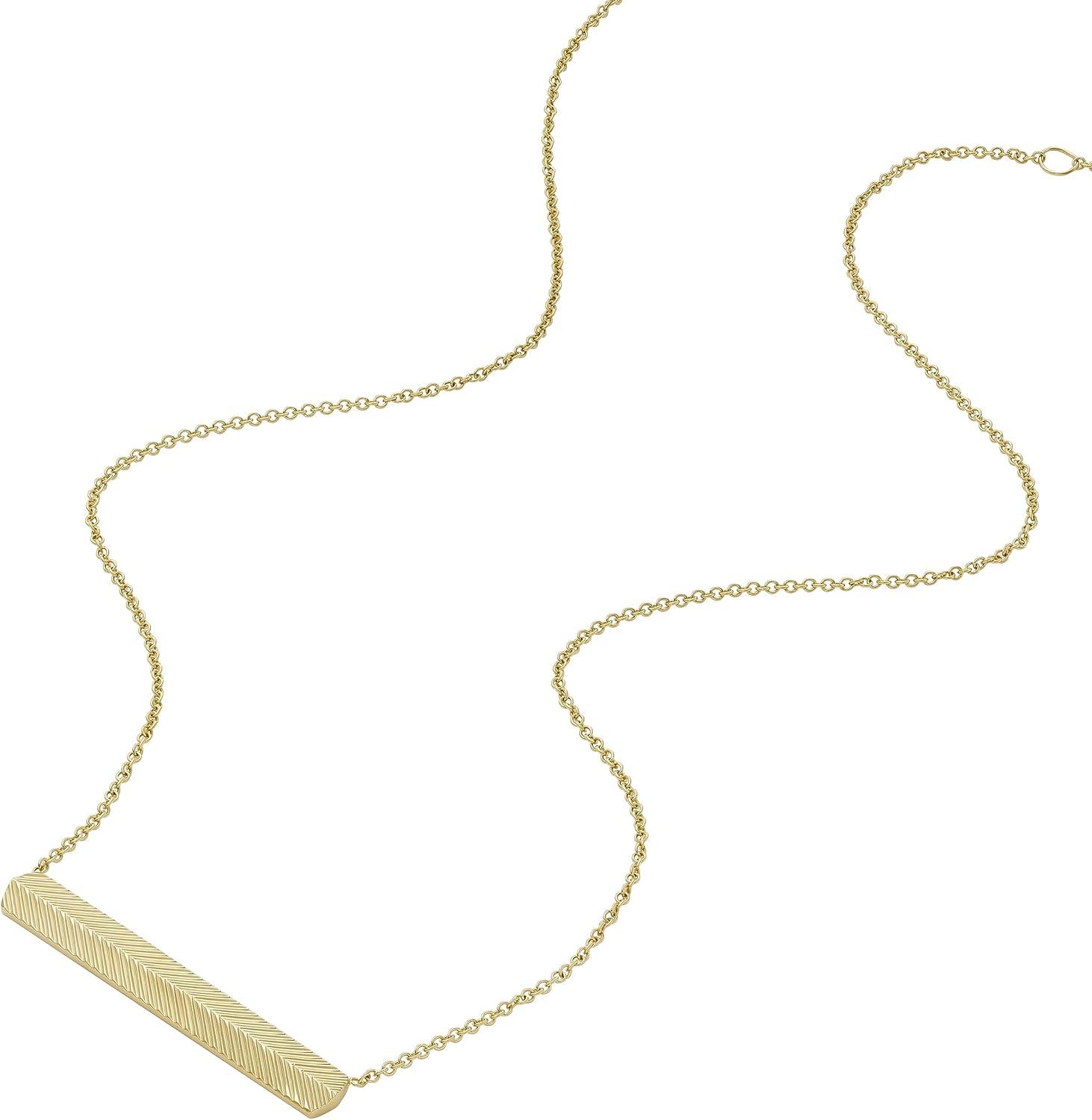imageFossil Womens GoldTone Stainless Steel Pendant Chain Necklace for WomenGold Harlow Linear Texture Bar