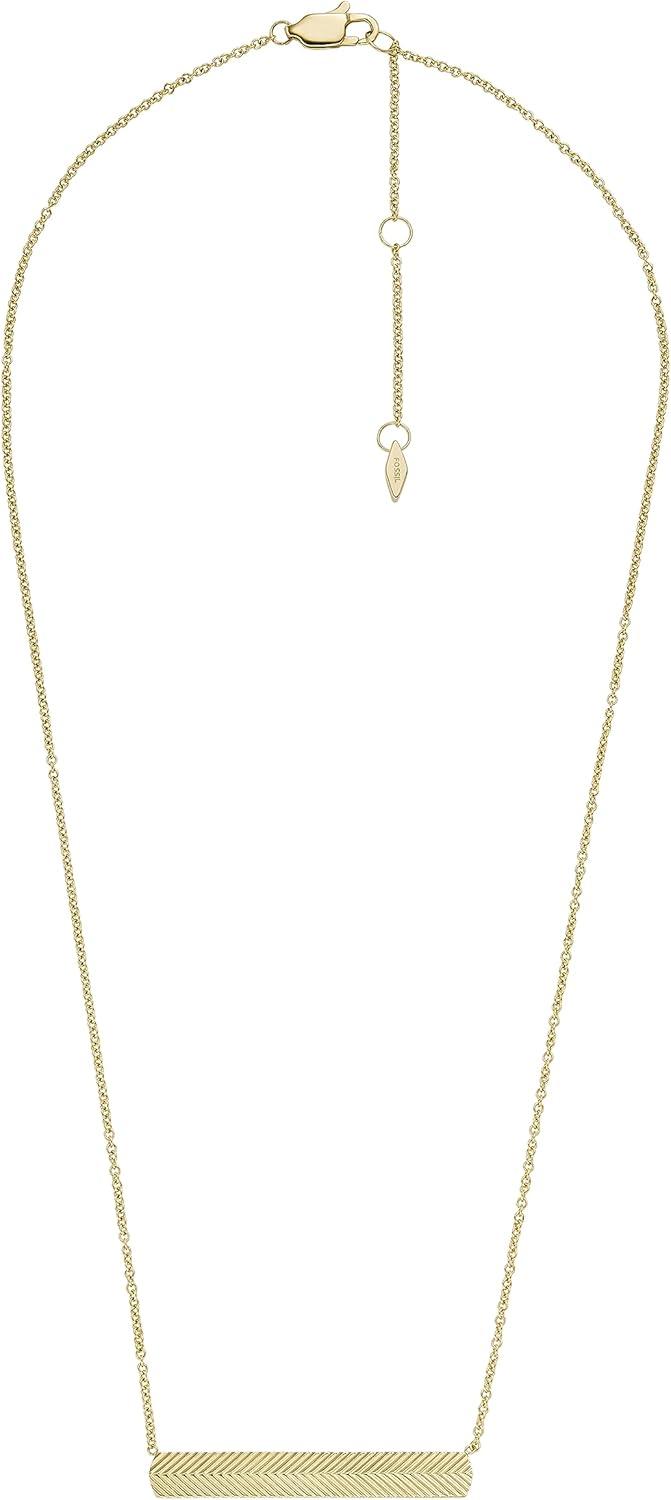 imageFossil Womens GoldTone Stainless Steel Pendant Chain Necklace for WomenGold Harlow Linear Texture Bar